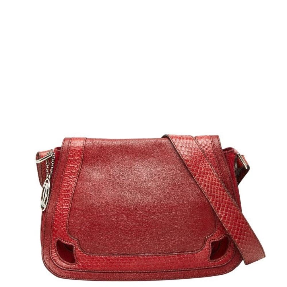 Cartier Leather Marcello Shoulder Bag Red